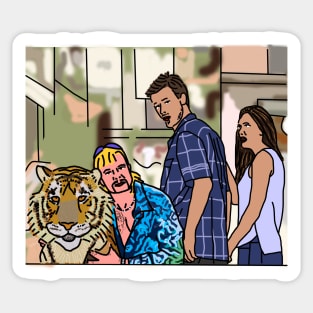 Man and Tiger in Distracted Boyfriend Memes Sticker